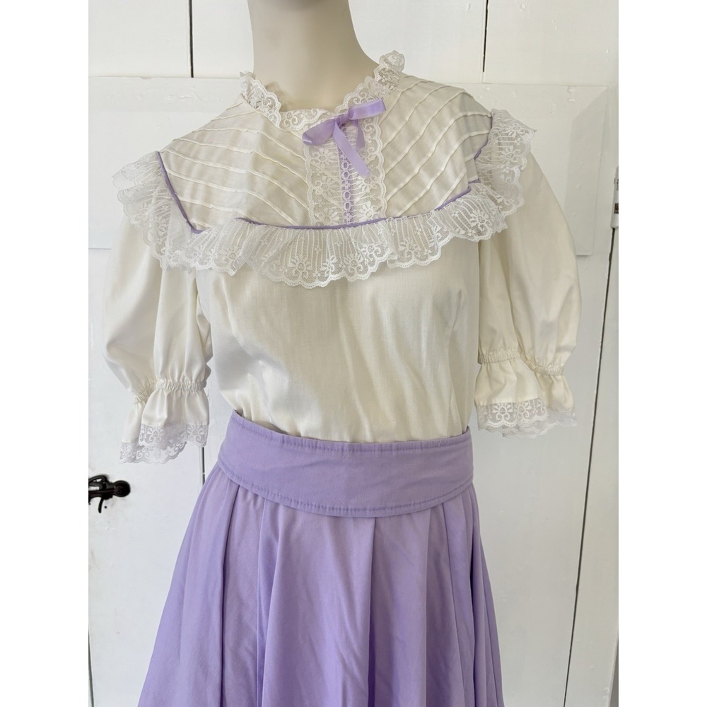 VTG 60s 70s Jeri Bee USA Square Dance Prairie Dress Purple Lace Cottagecore
